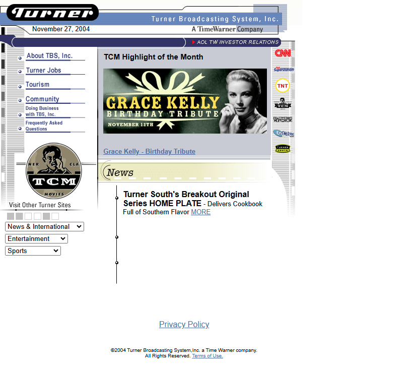 Turner website in 2004