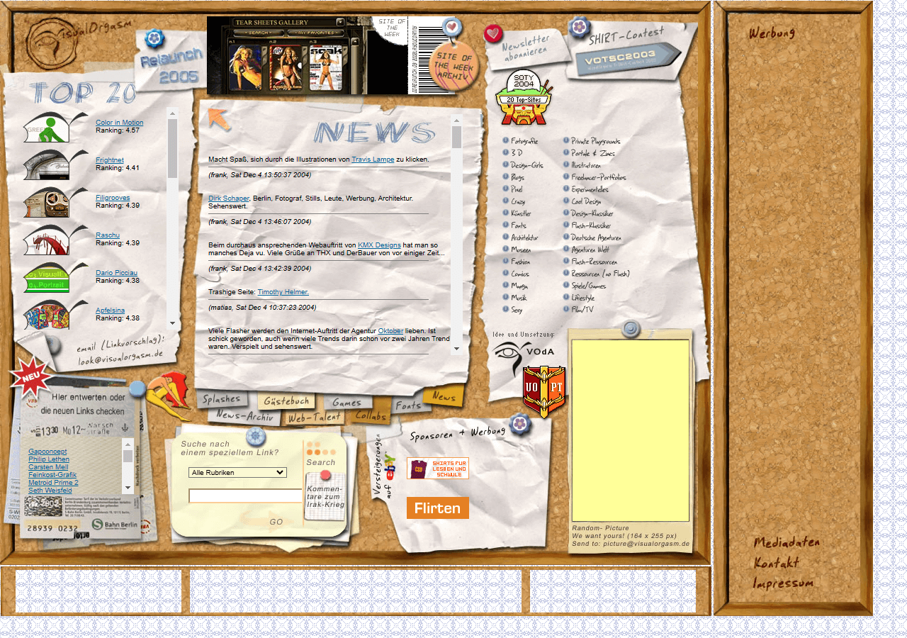 visualOrgasm website in 2004