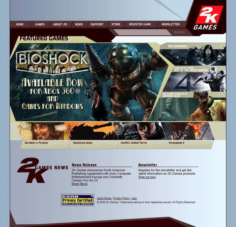 2K Games website in 2005
