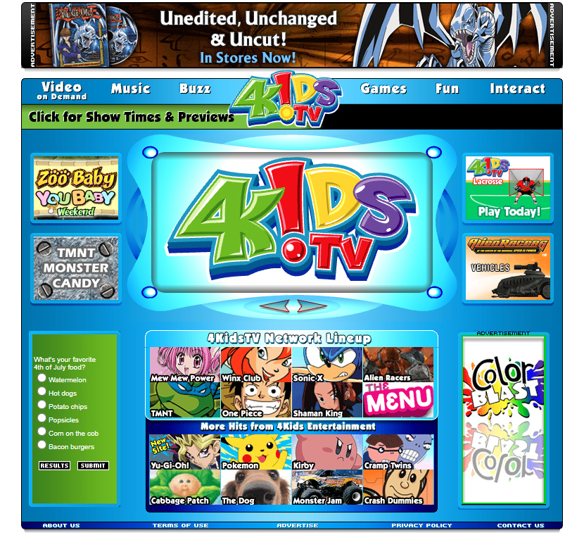 4Kids TV website in 2005