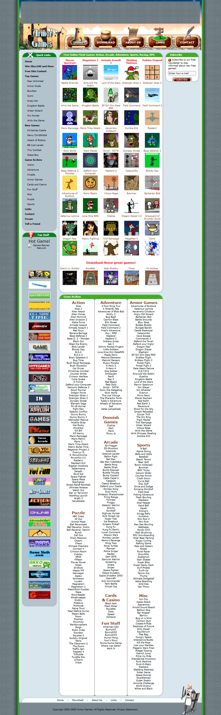 Armor Games website in 2005