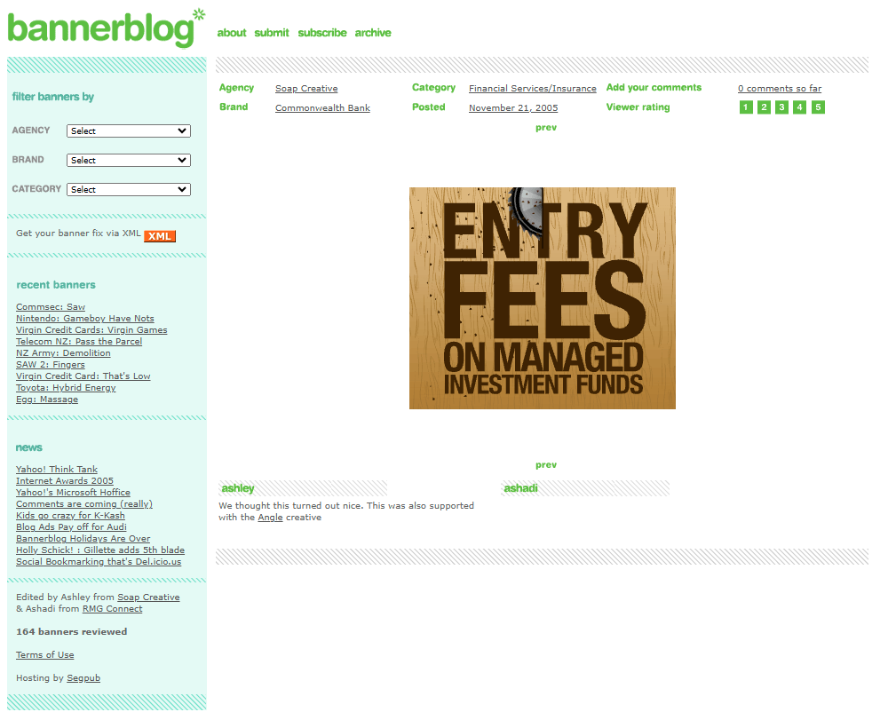 BannerBlog website in 2005