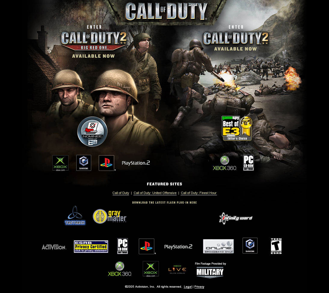 Call of Duty 2 website in 2005