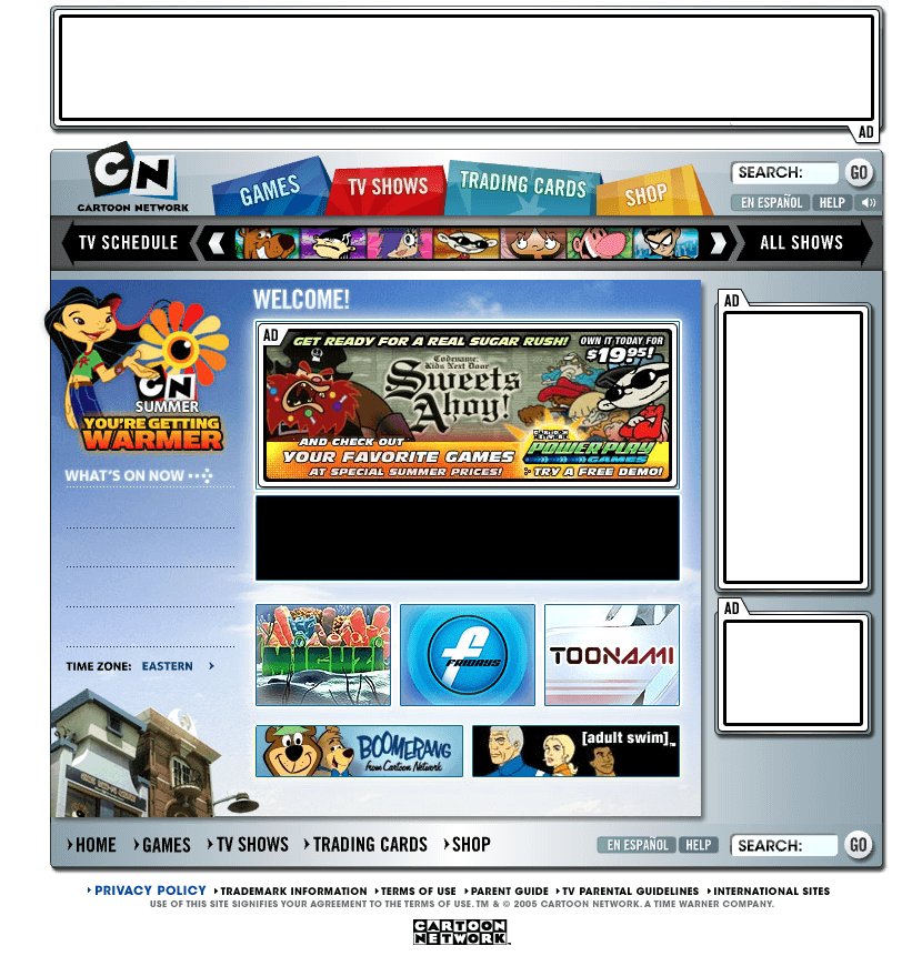 Cartoon Network website in 2005