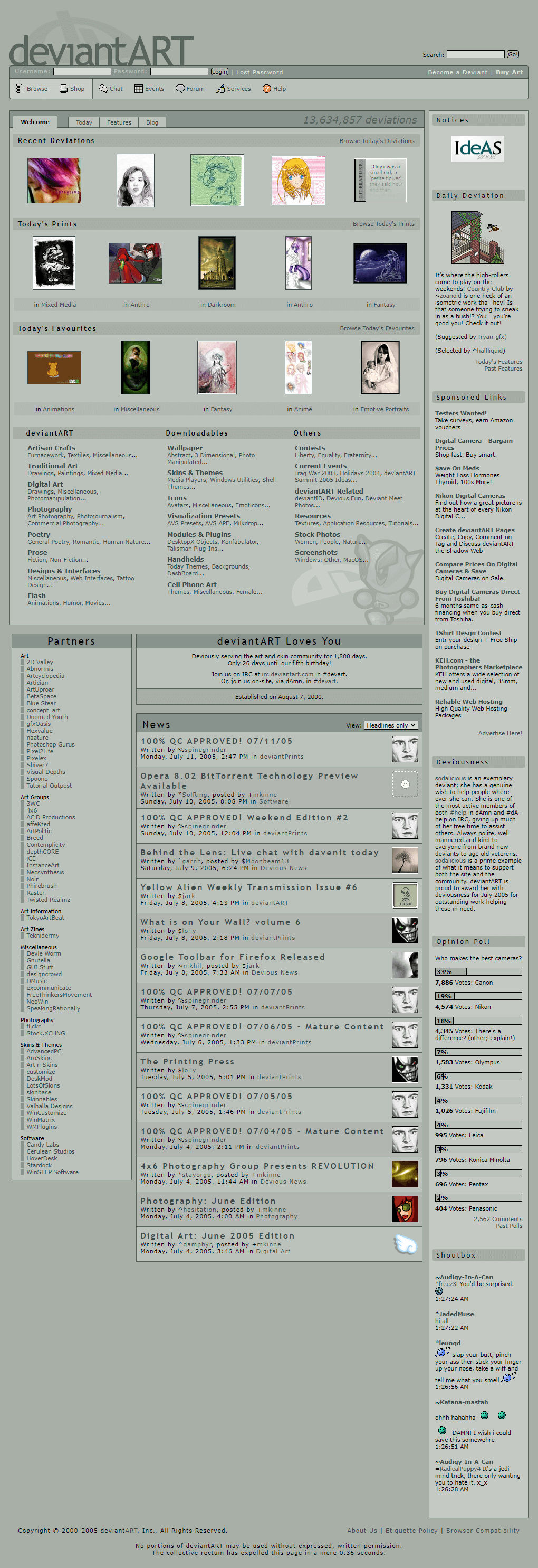 DeviantArt website in 2005