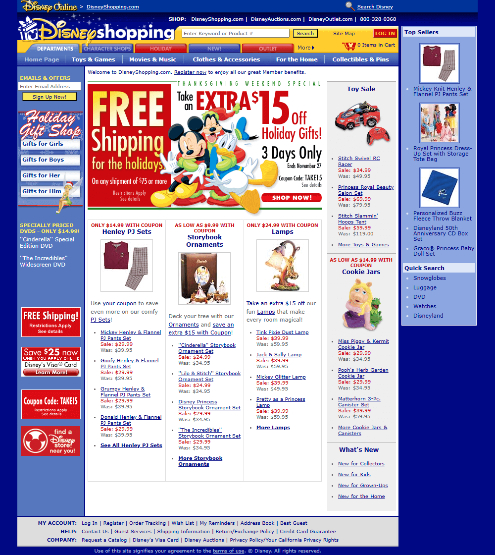DisneyShopping.com website in 2005