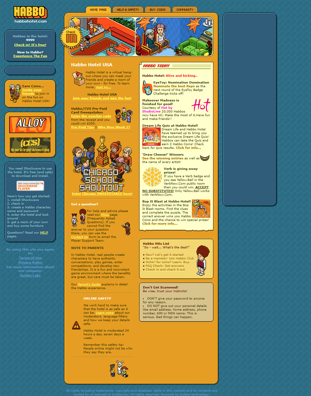 Habbo Hotel website in 2005
