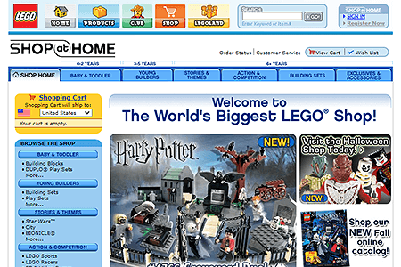 LEGO Shop at Home website in 2005