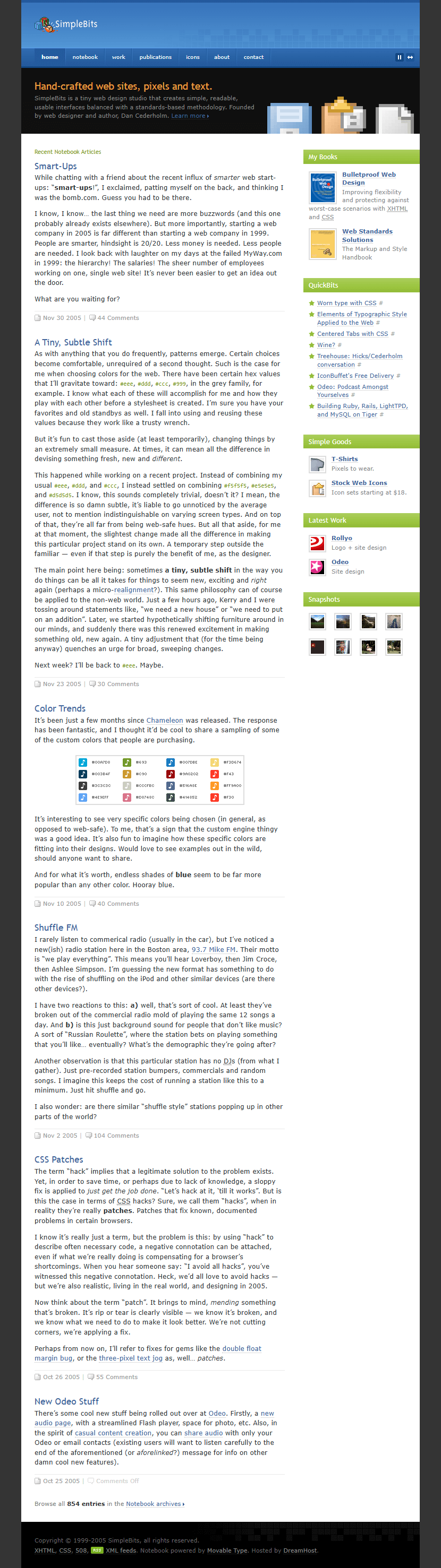 SimpleBits website in 2005