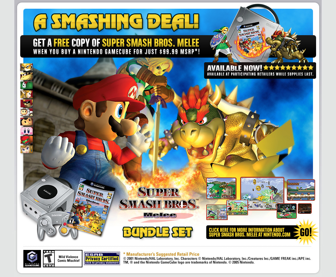 Super Smash Bros. Melee Bundle Set website in 2005