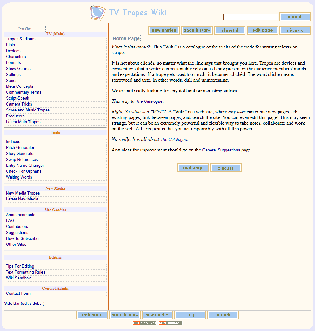 TV Tropes website in 2005