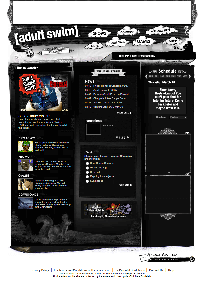 Adult Swim website in 2006