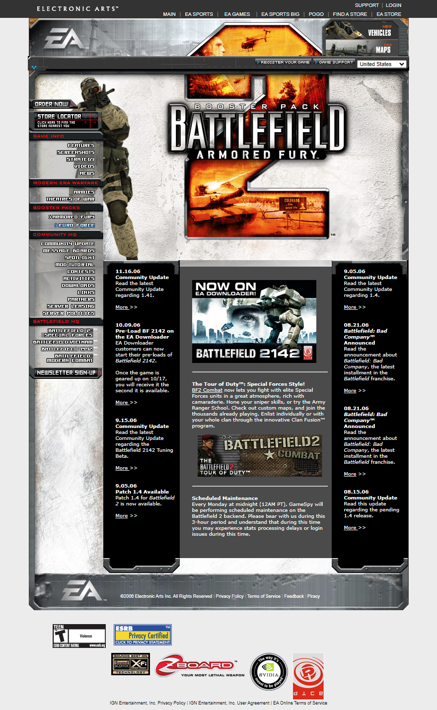 Battlefield 2 website in 2006