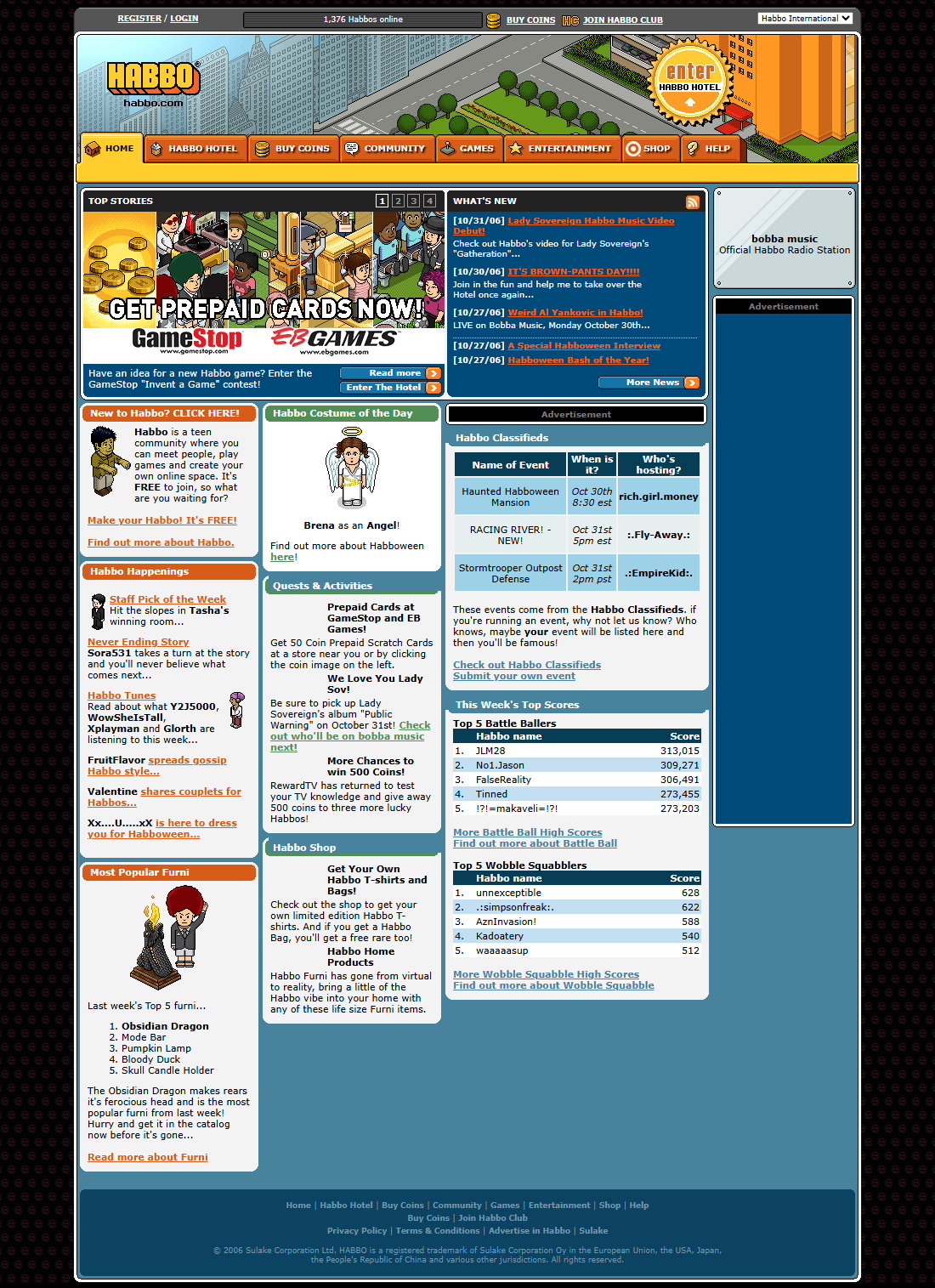 Habbo website in 2006