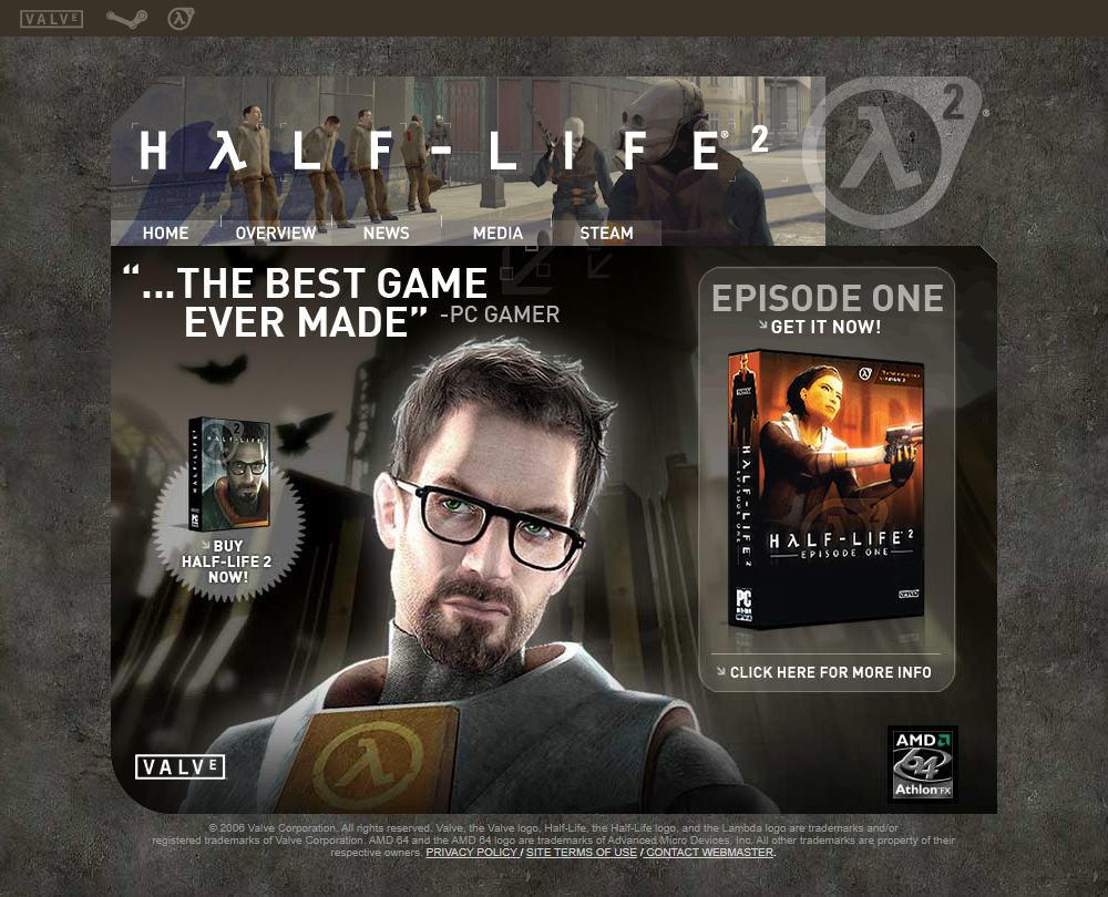 Half-Life 2 website in 2006