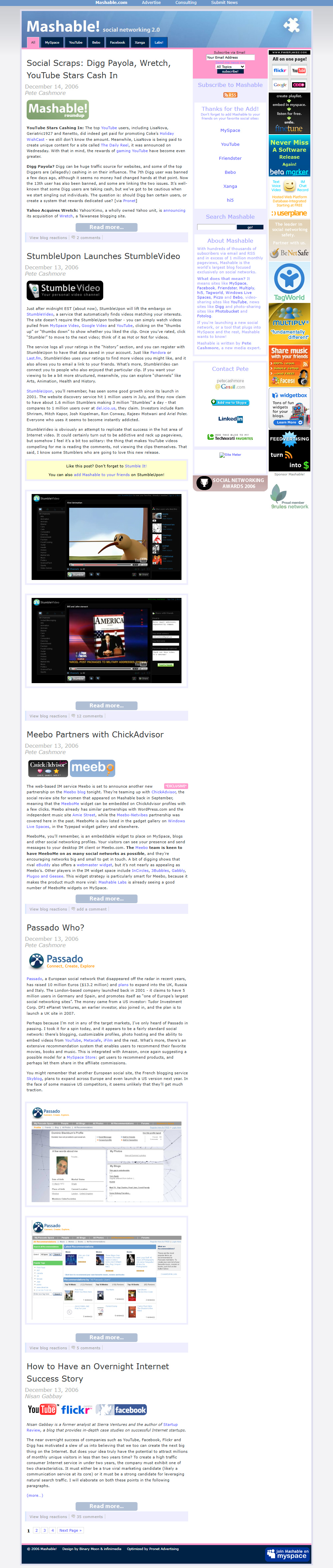 Mashable website in 2006