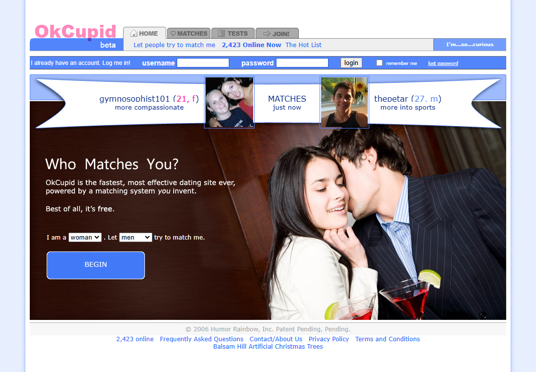OkCupid website in 2006