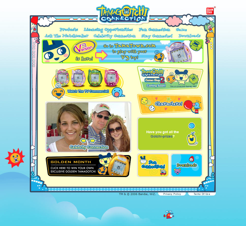 Tamagotchi Connections website in 2006