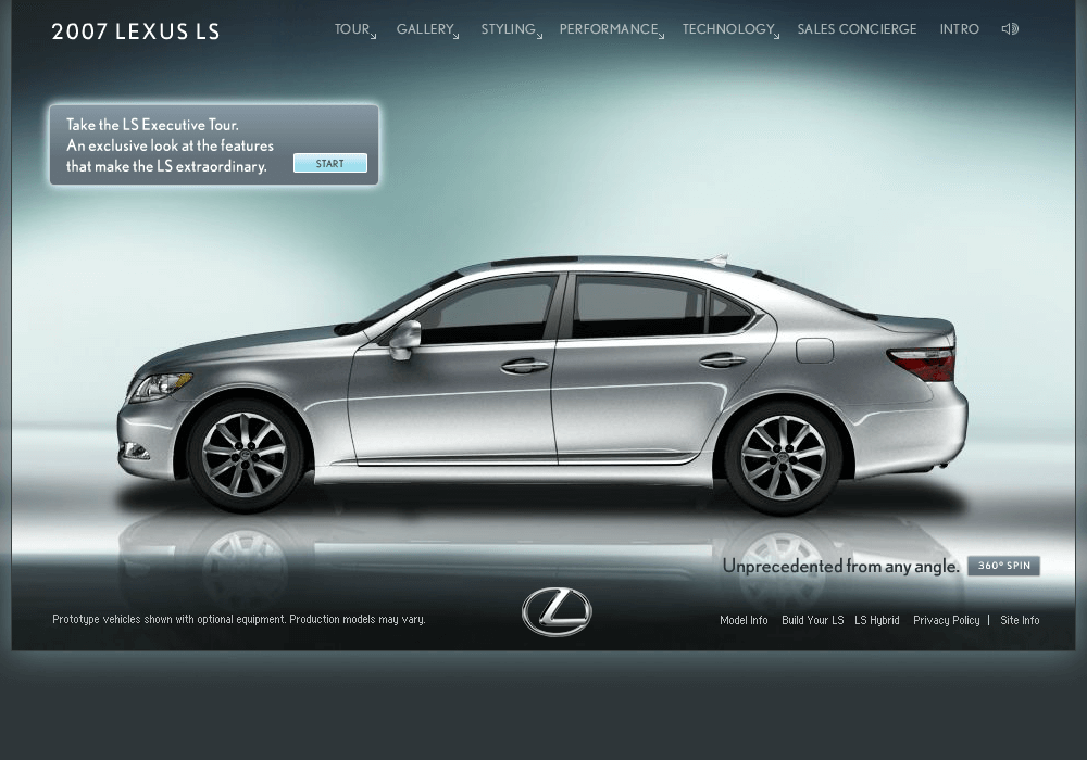 2007 Lexus LS flash website in 2006