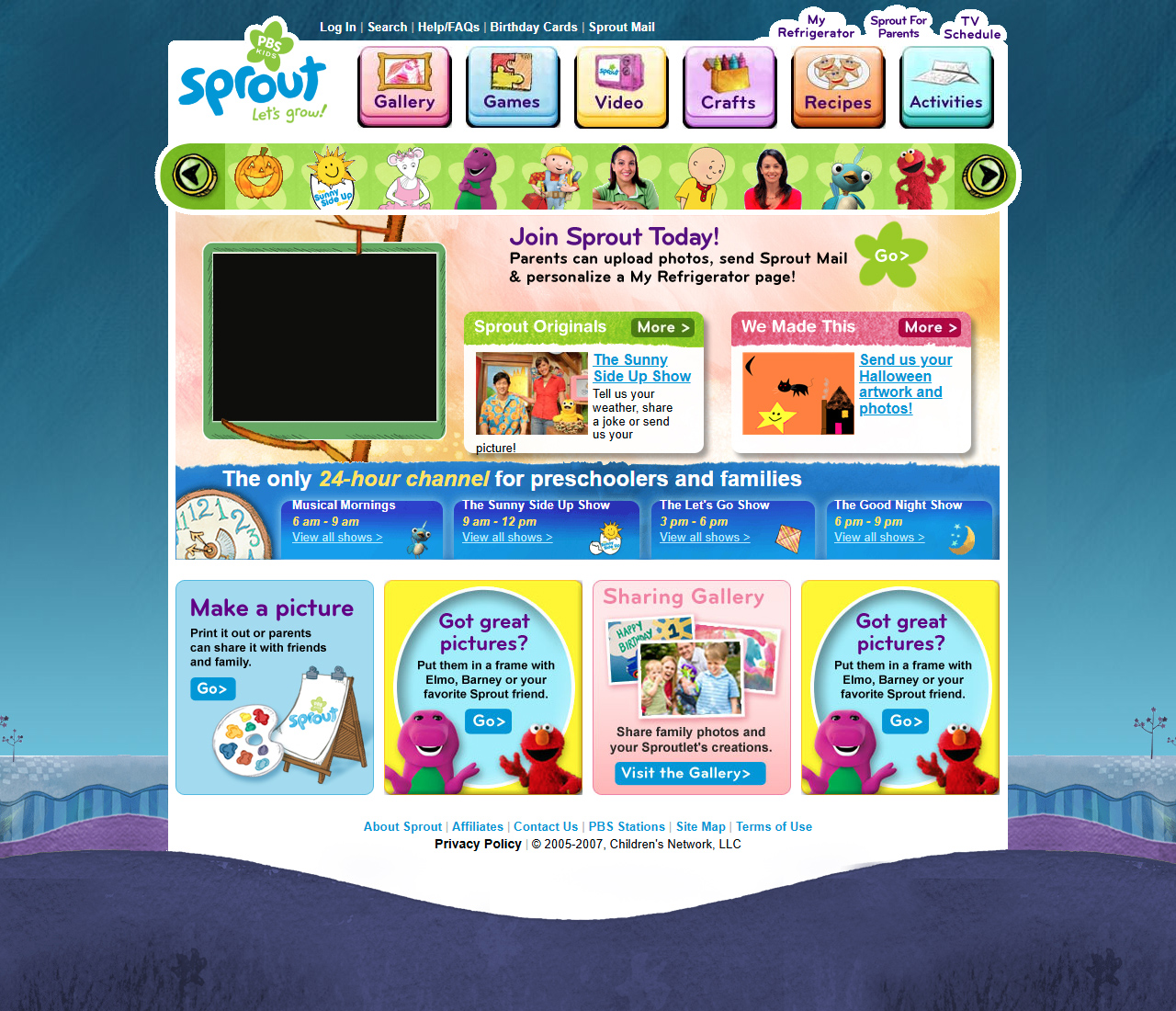 PBS Kids Sprout website in 2007