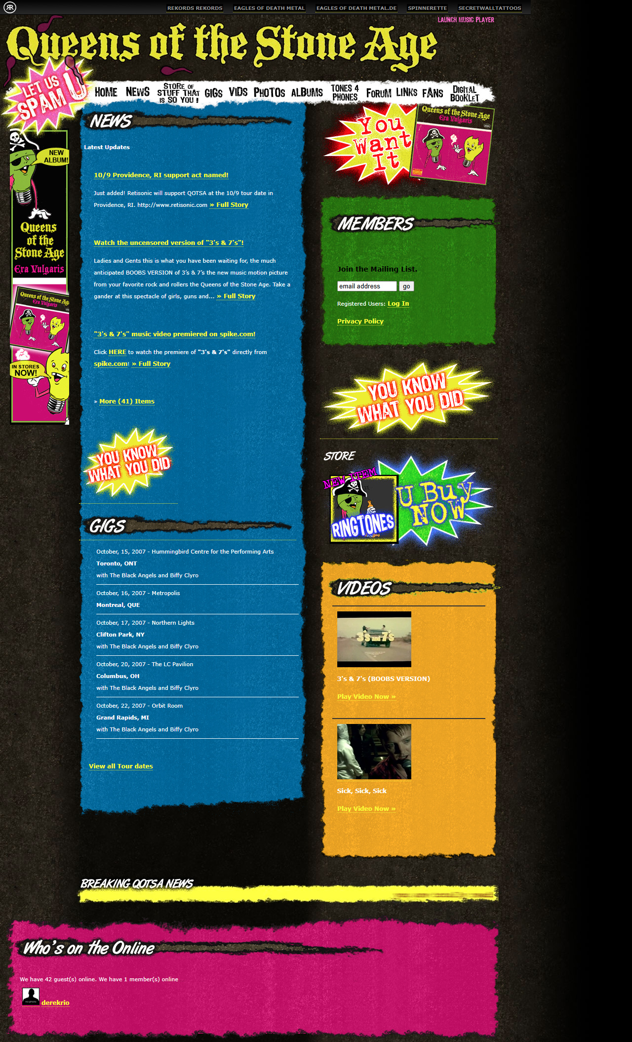 Queens of the Stone Age website in 2007