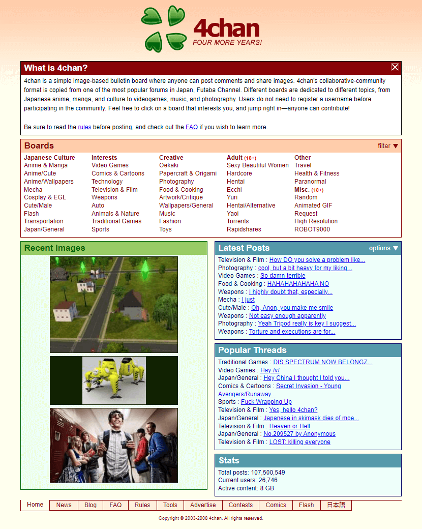 4chan website in 2008