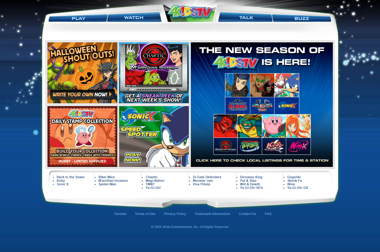 4Kids TV website in 2008