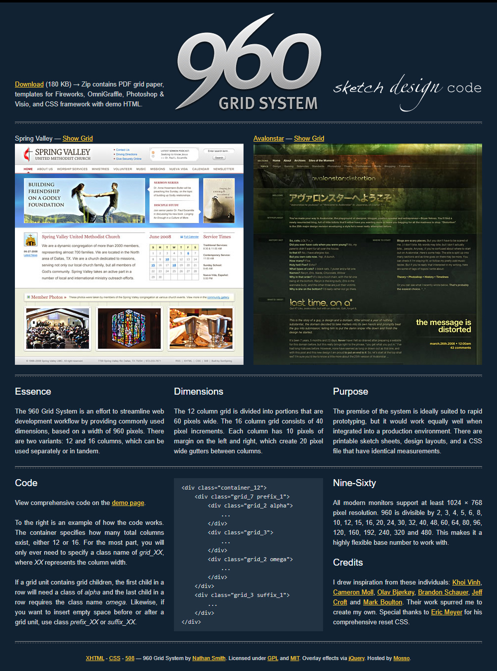 960 Grid System website in 2008