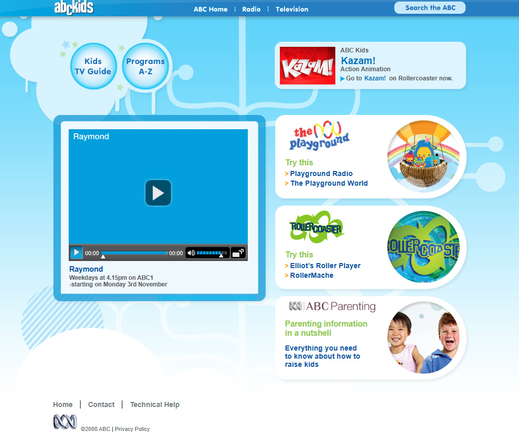 ABC Kids website in 2008