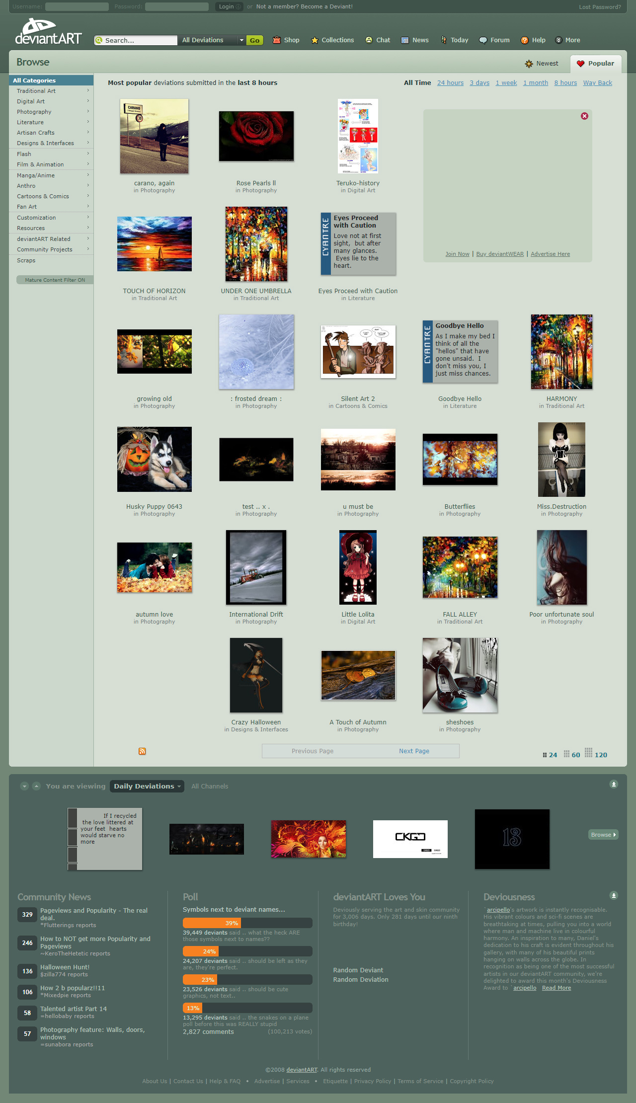 DeviantArt website in 2008