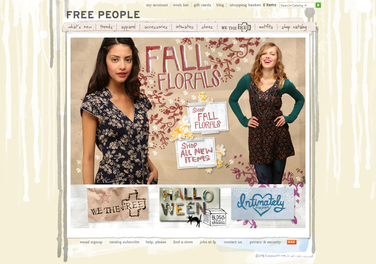 Free People Clothing Boutique website in 2008