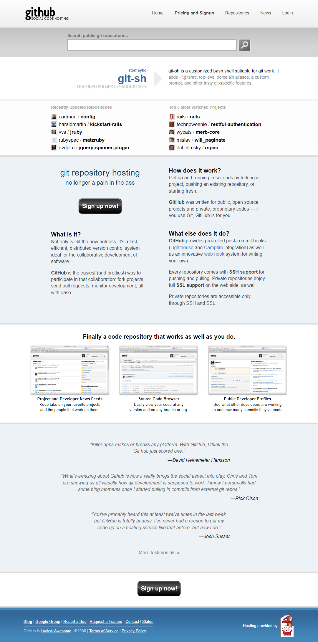 GitHub website in 2008