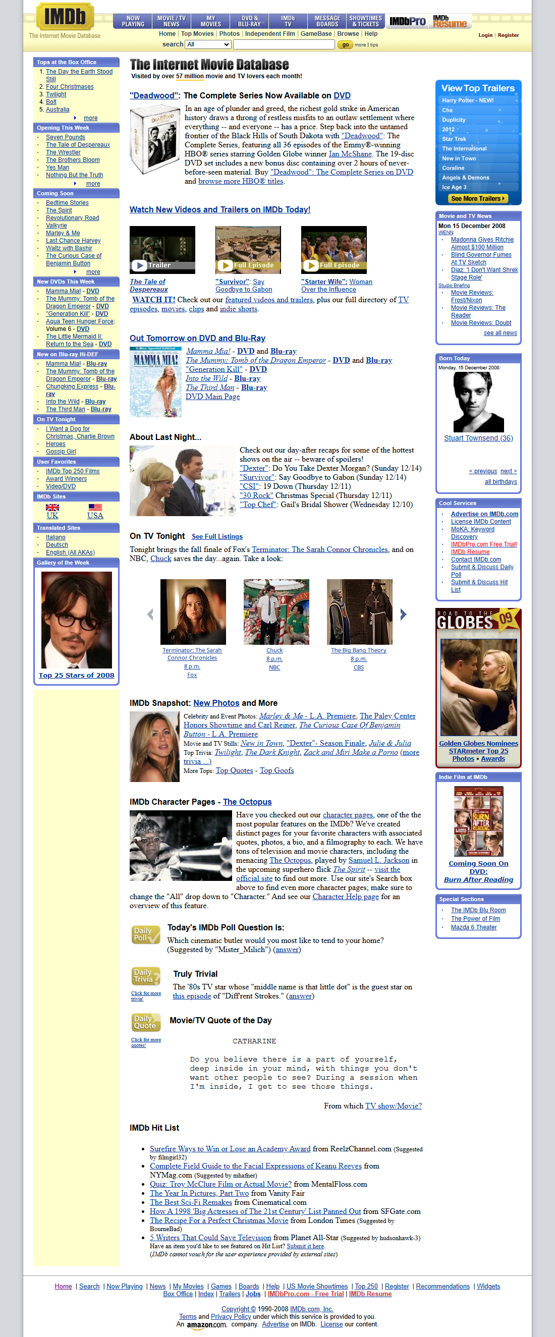 IMDb website in 2008