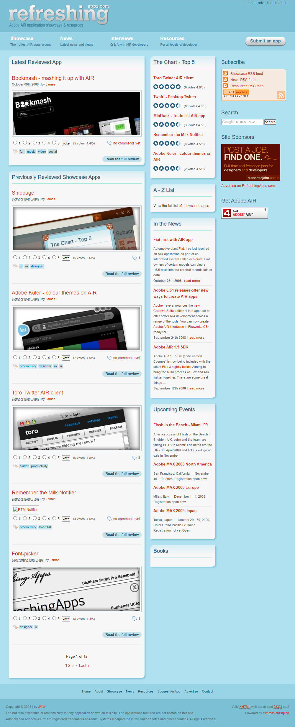 RefreshingApps website in 2008