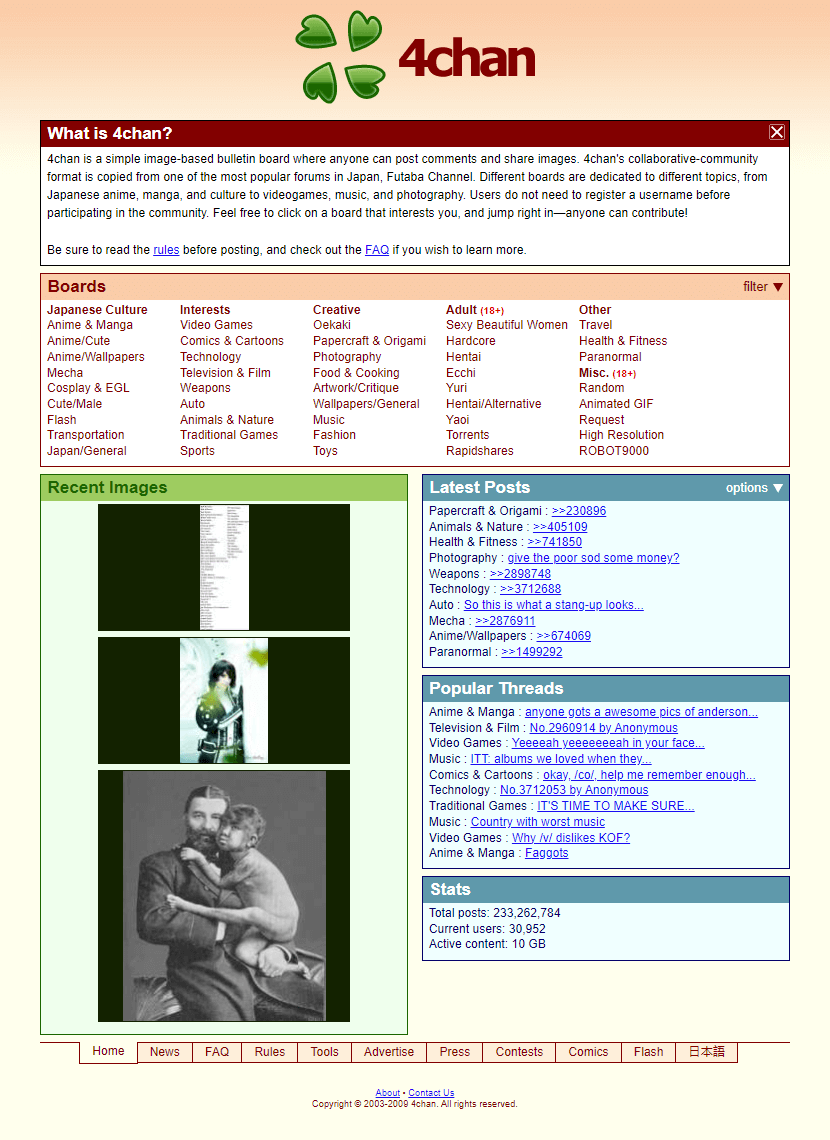 4chan website in 2009