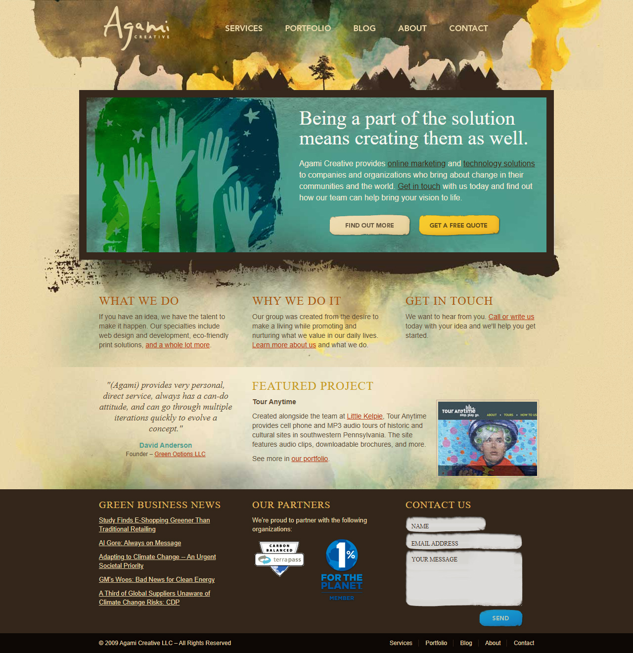 Agami Creative website in 2009