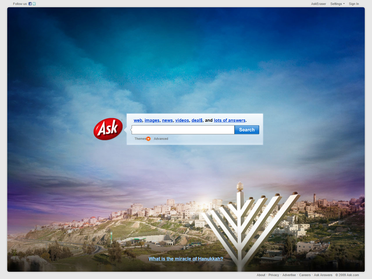 Ask.com website in 2009