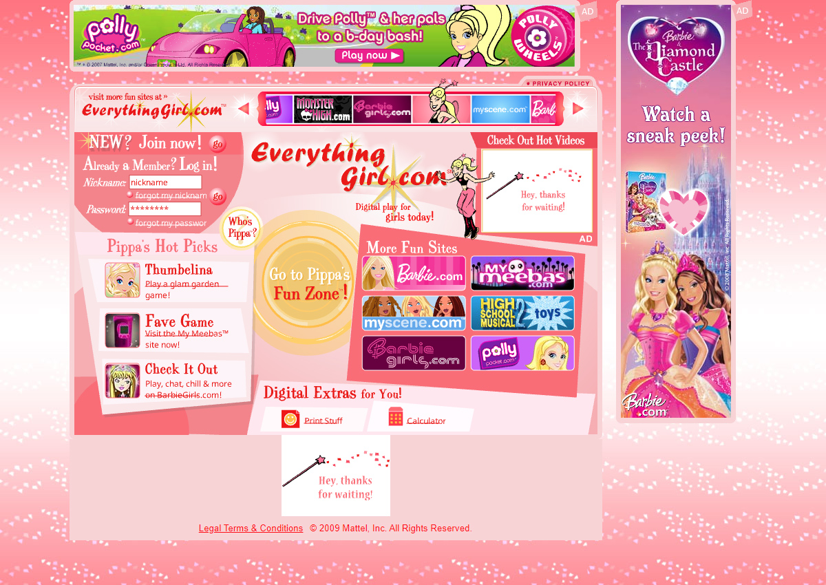 EverythingGirl.com flash website in 2009