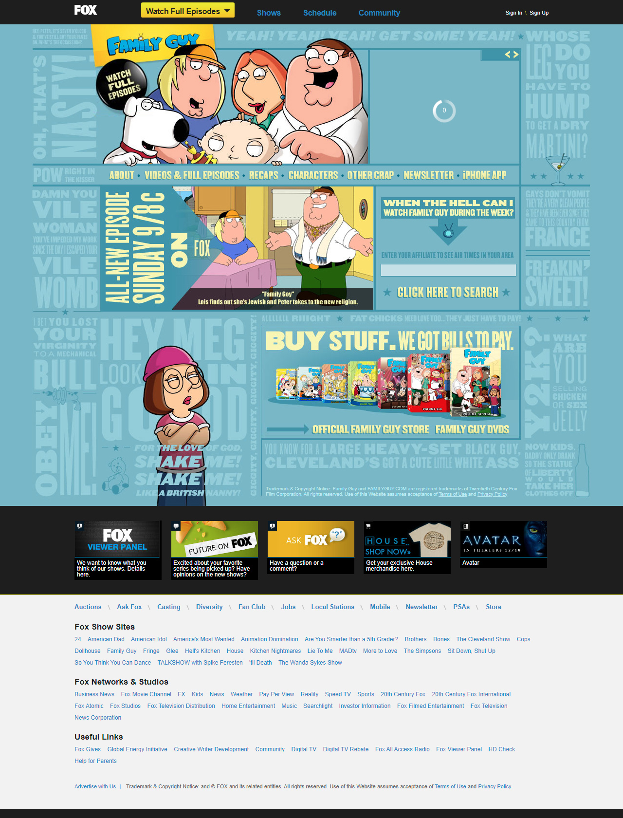 Family Guy website in 2009