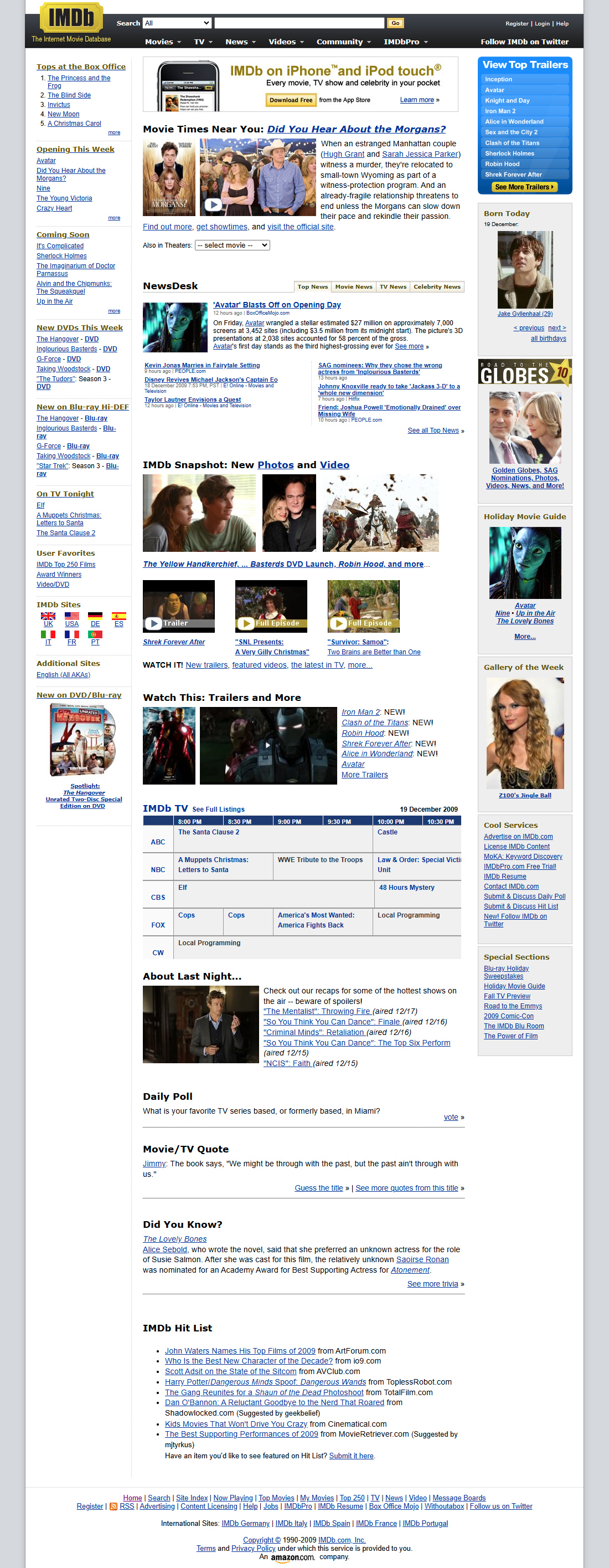 IMDb website in 2009