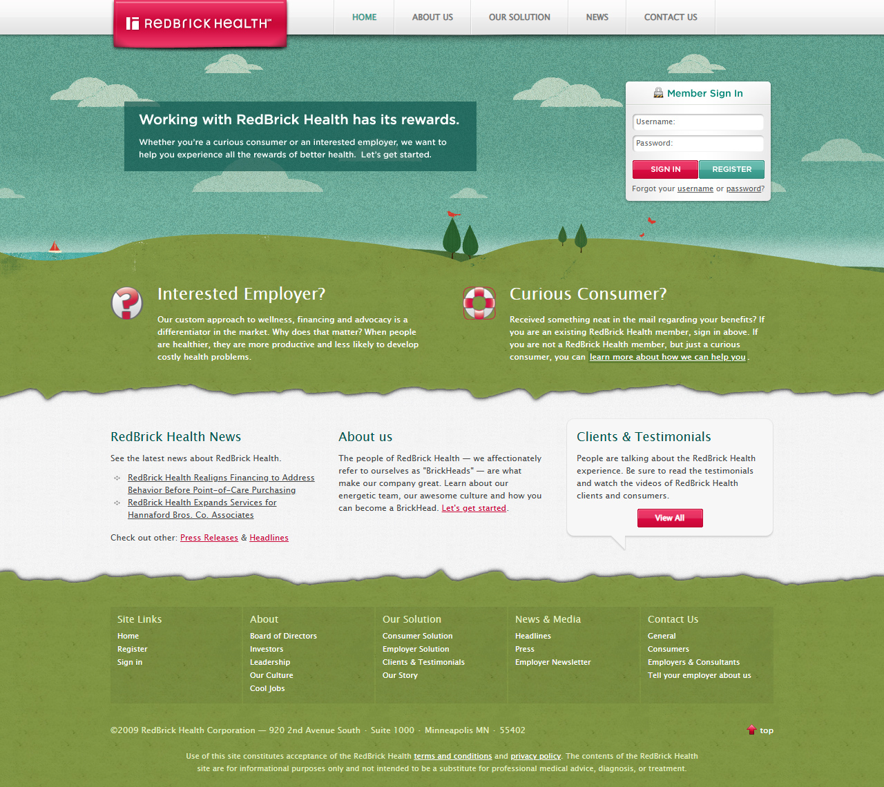 RedBrick Health website in 2009
