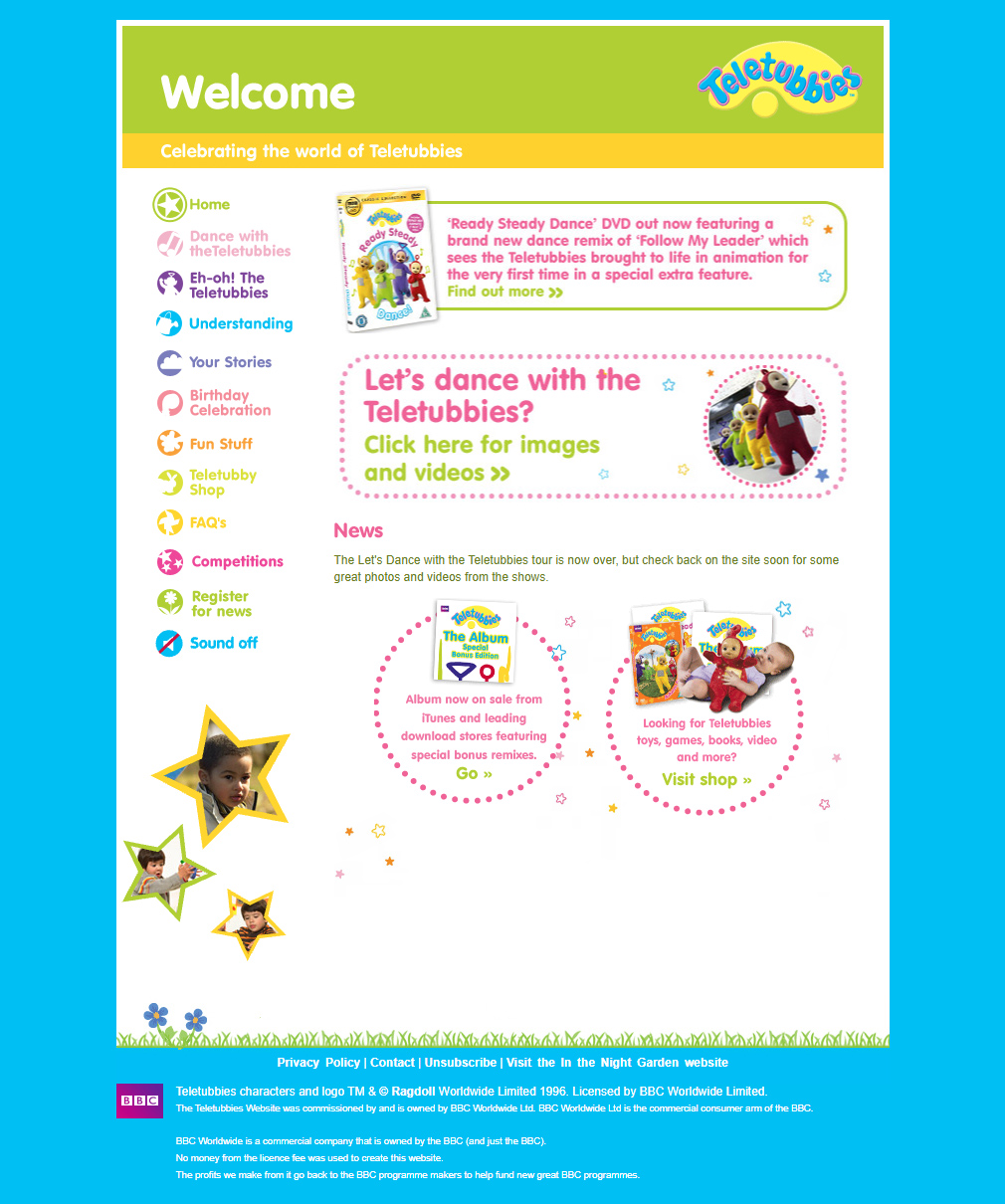 Teletubbies website in 2009