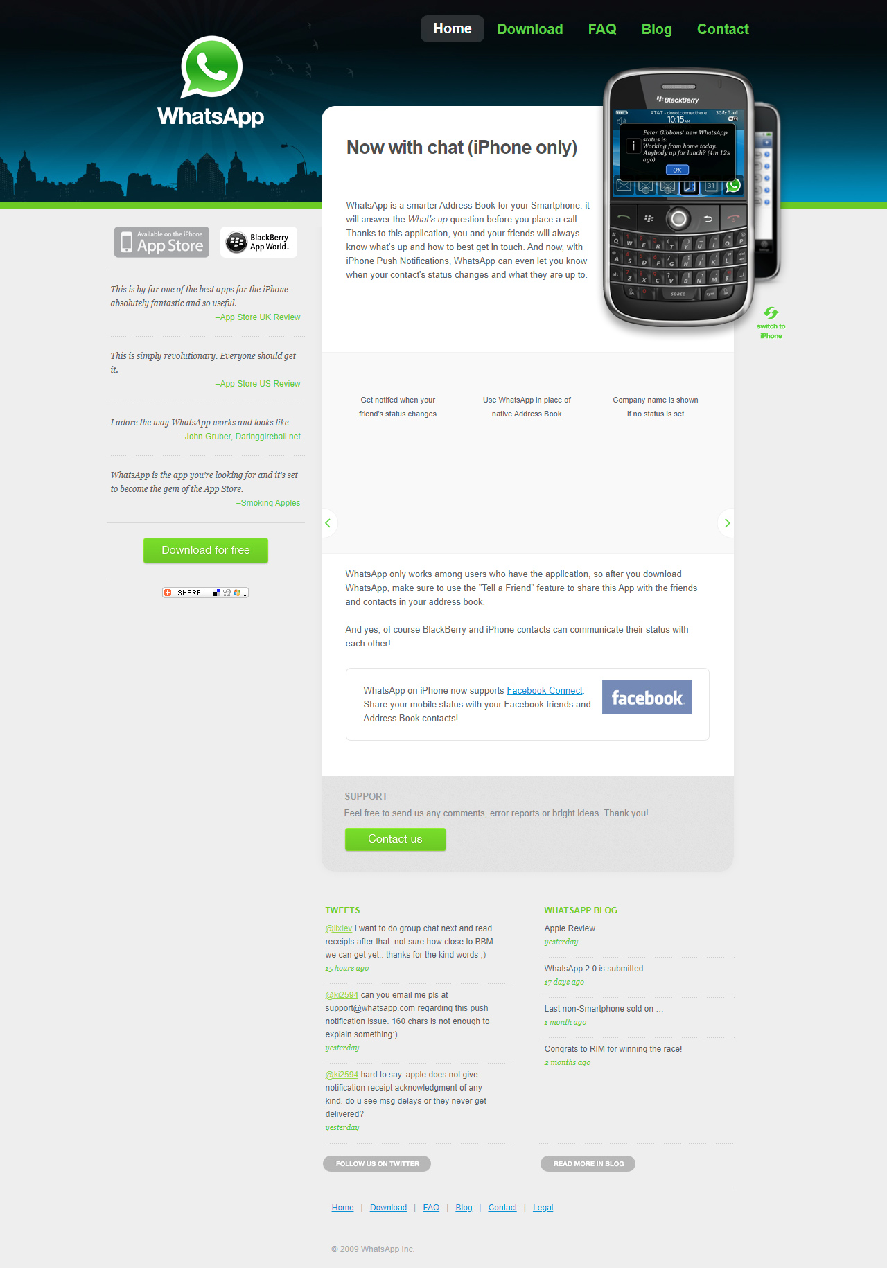 WhatsApp website in 2009