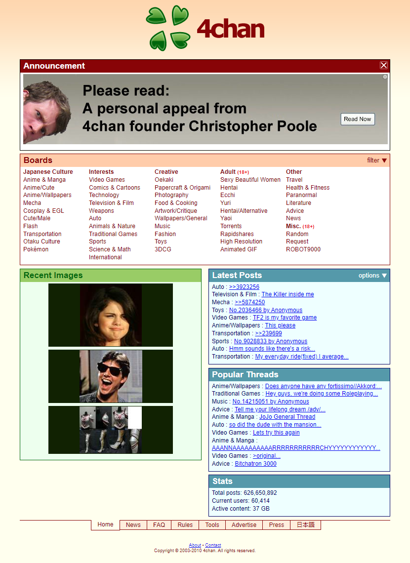 4chan website in 2010