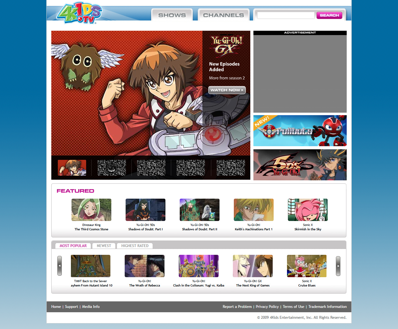 4Kids TV website in 2010
