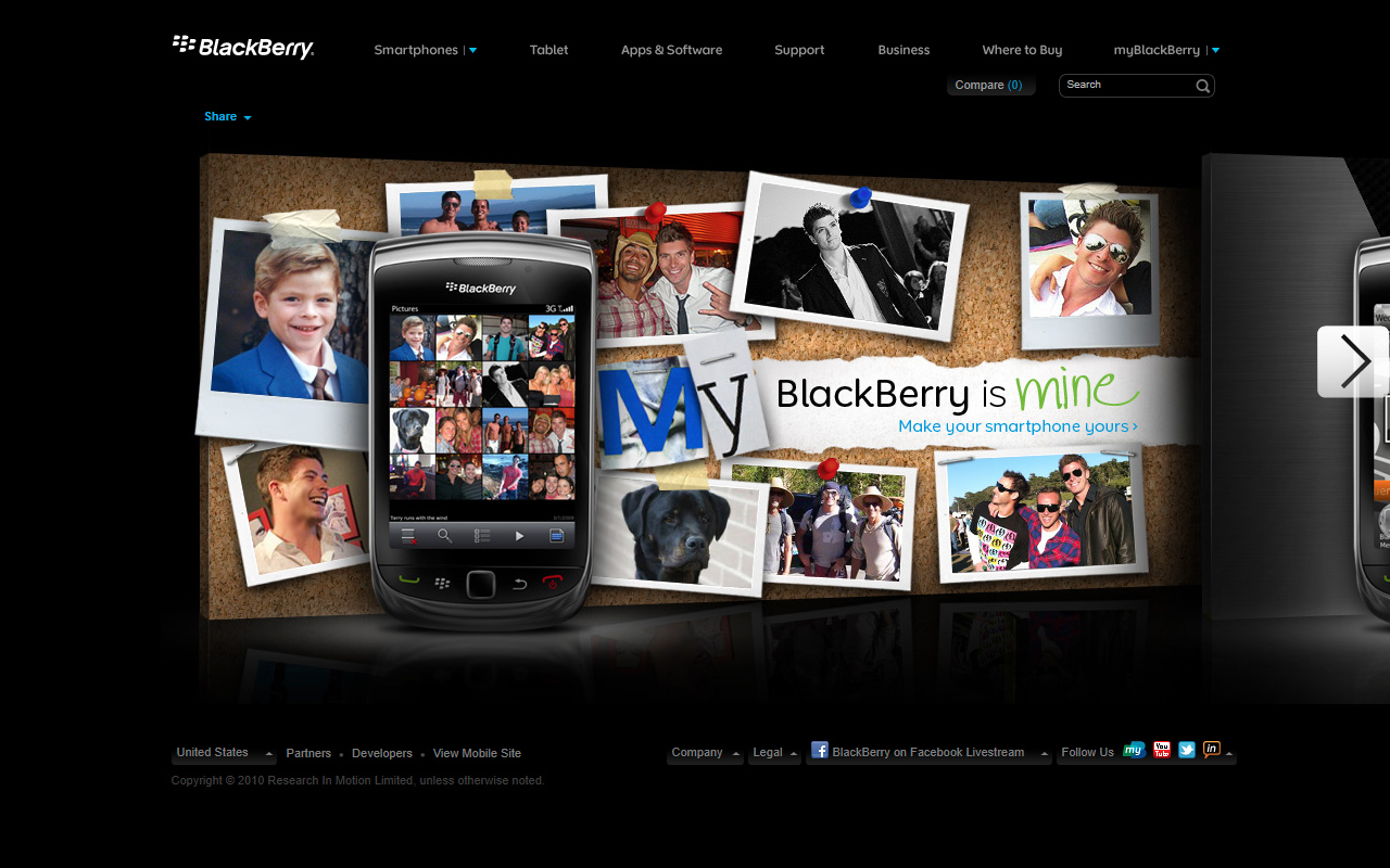 BlackBerry website in 2010