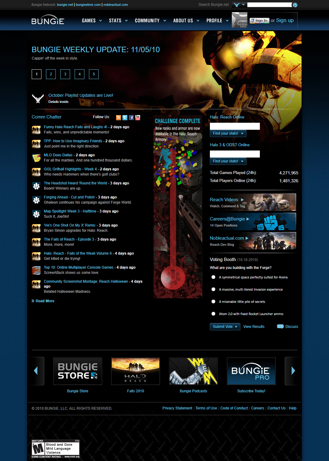 Bungie.net website in 2010