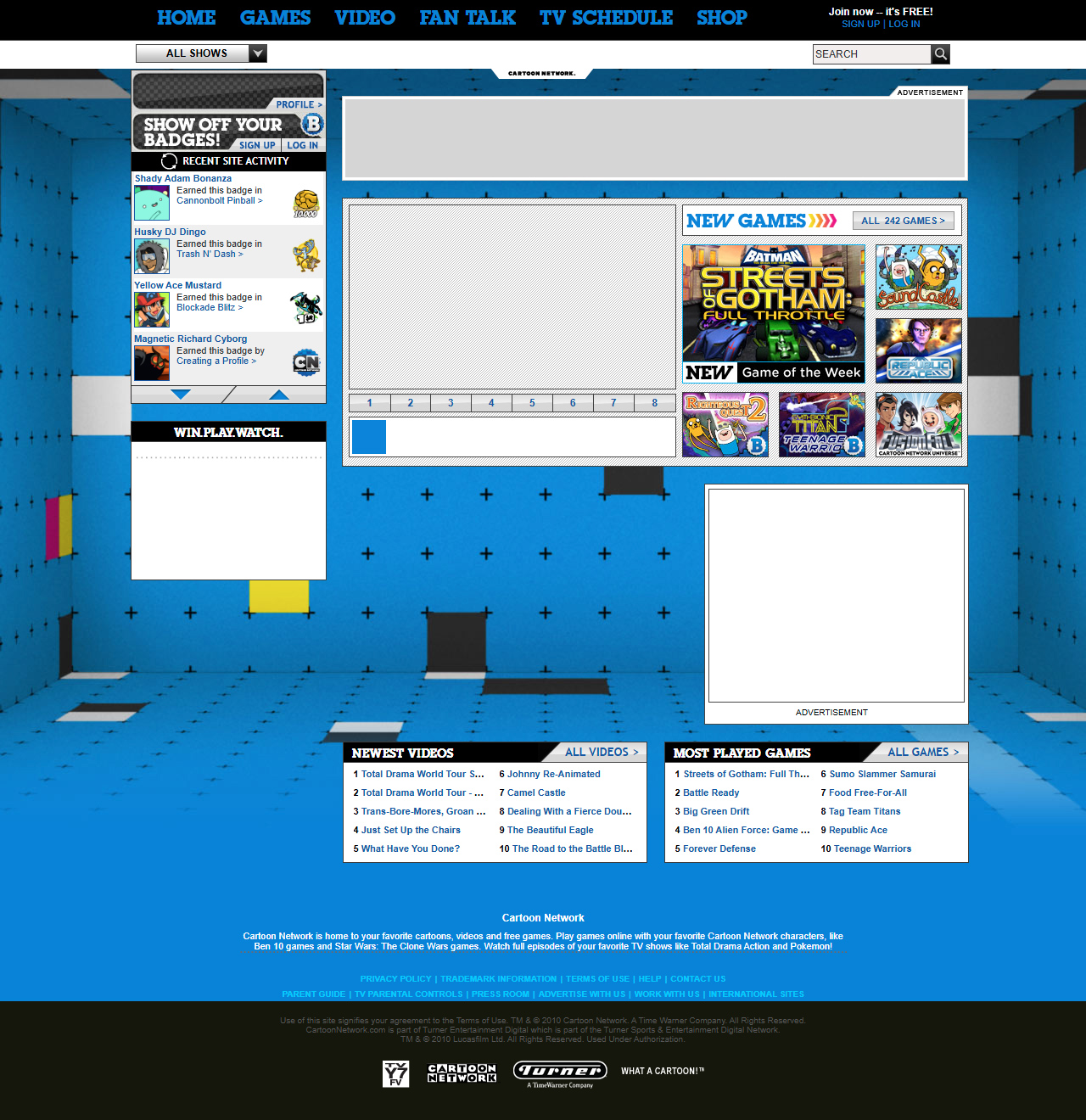 Cartoon Network website in 2010