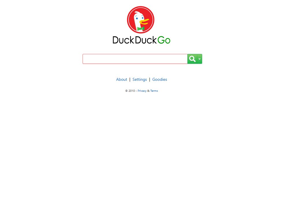 DuckDuckGo website in 2010