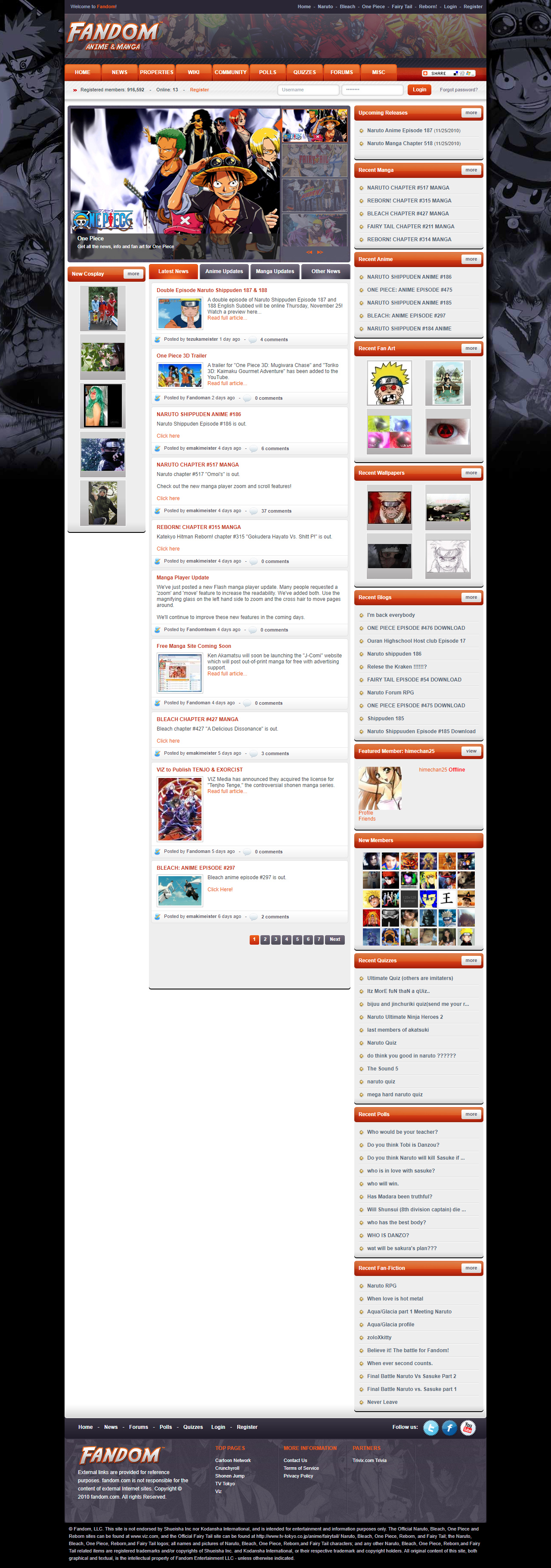 Fandom website in 2010
